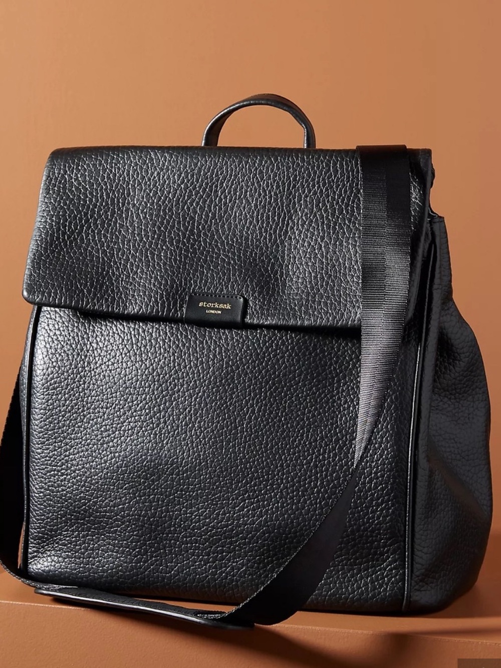 Storksak London Pebbled Leather Convertible Diaper Bag Backpack Maternity Baby